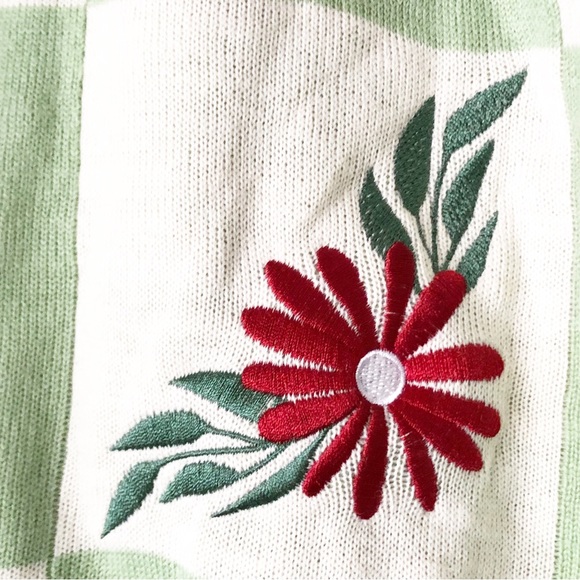 SOLD🛑Thorn Fable Cottagecore Whimsy Embroidered Patch Checkered Oversized Cardi - Picture 9 of 11